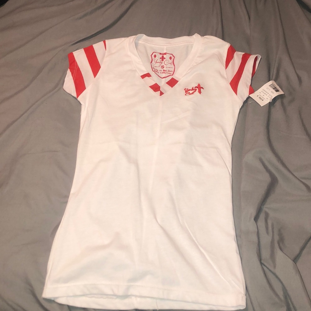 White and red shirt